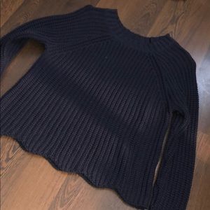 navy scallop hem american eagle sweater
